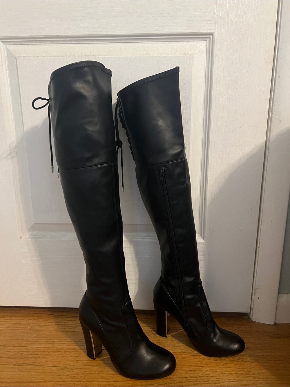 Material Girl Black Over-the-Knee High Heel Boots